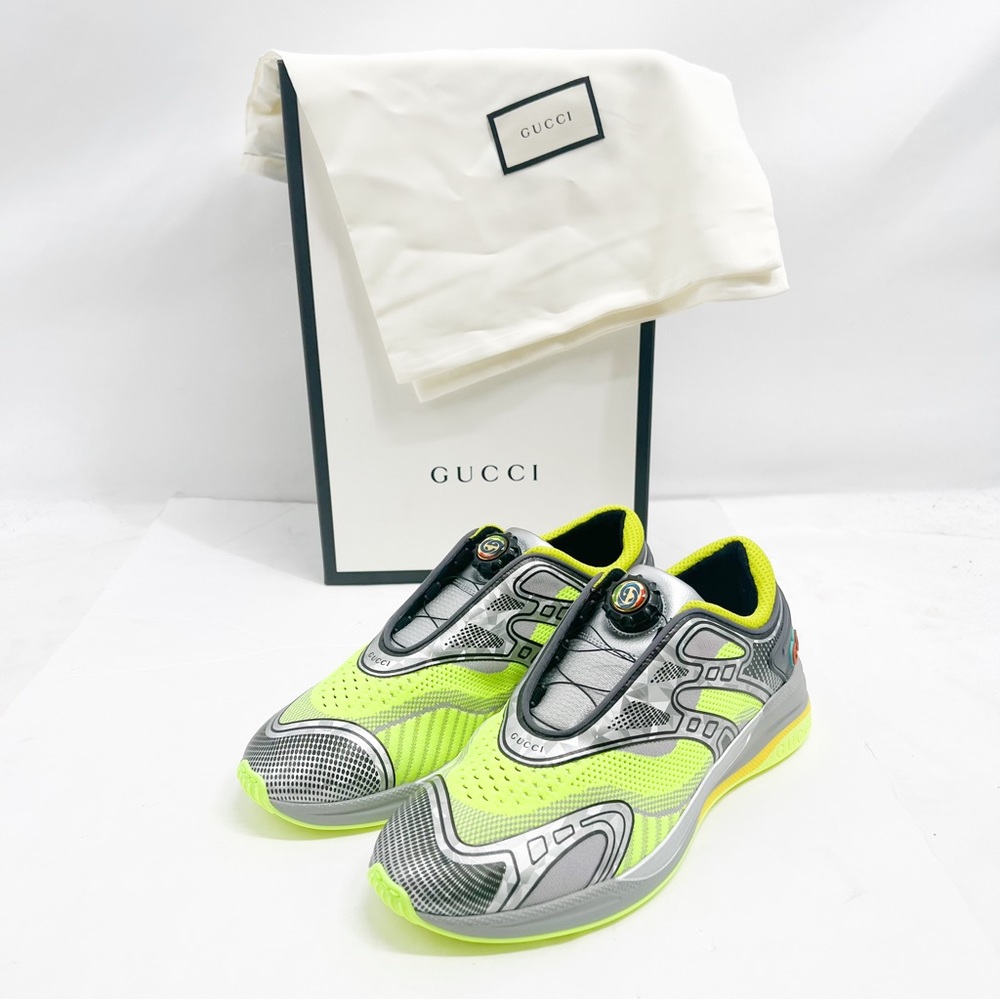 Gucci Men's Ultrapace R "Neon Yellow” GG Logo Sneakers